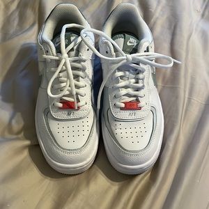 Nike air shoes. White, green and pink